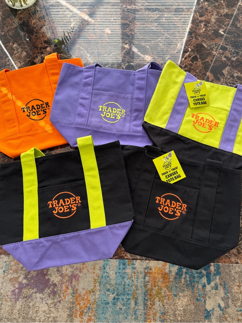 Trader Joe’s - set of 5 limited edition Halloween mini canvas totes
